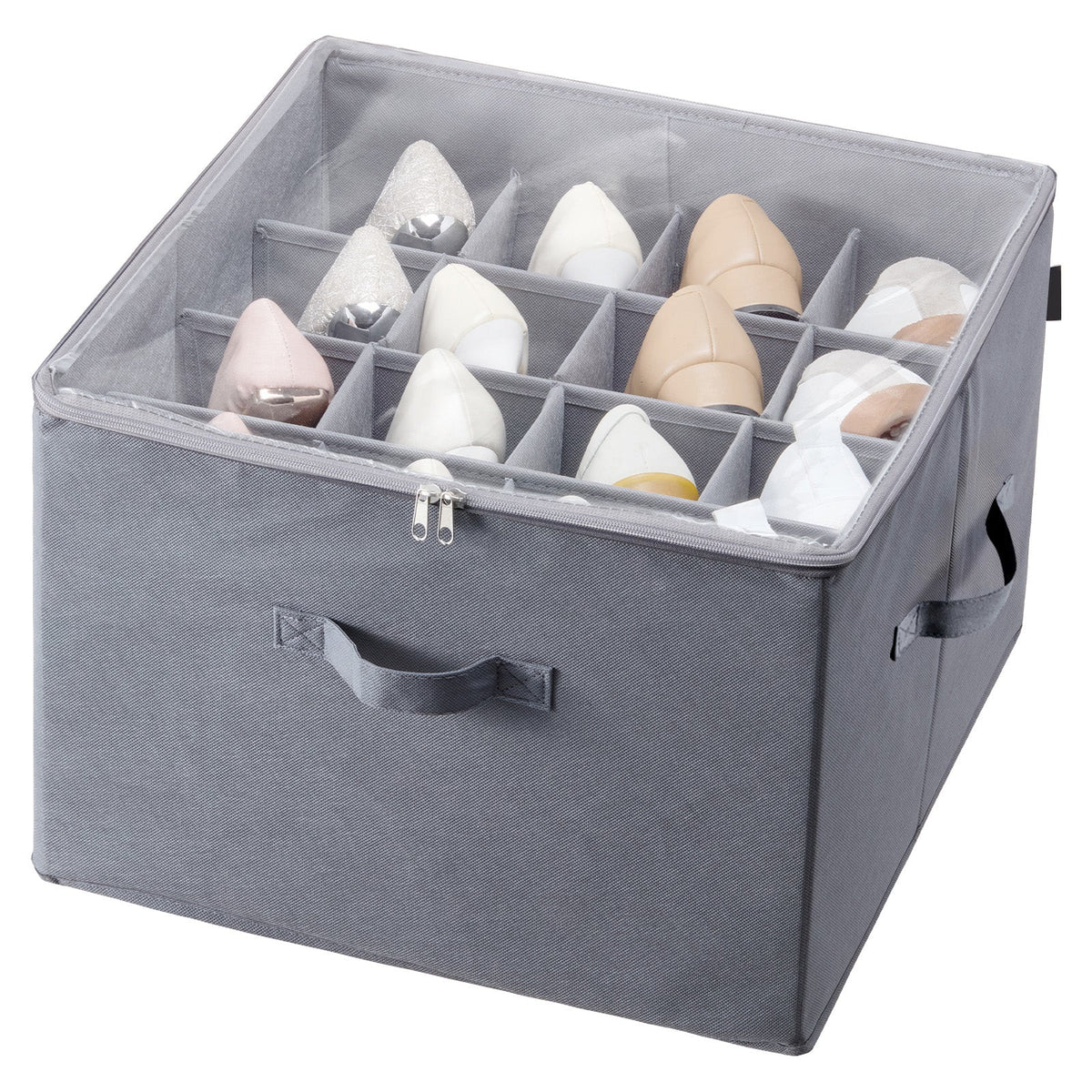 Under-bed storage organizer in use